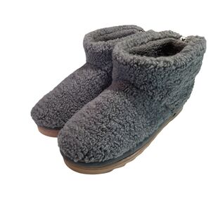 Cozy Gray Sherpa Dearfoam Women's Slippers XL 11 12 EUC